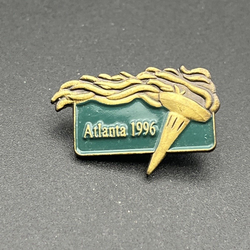 1996 Atlanta Olympics Bronze Tone Olympic Torch Lapel Hat Pin‎